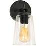 AFX Joanna 10.75" High Glass and Textured Black Wall Sconce