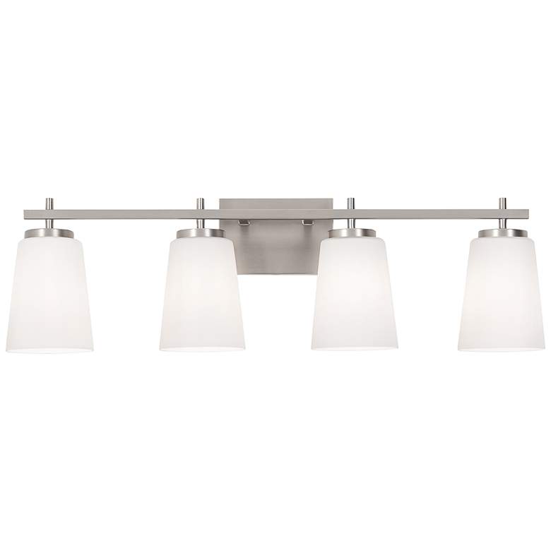 Image 3 AFX Joanna 32 1/4" Satin Nickel White Glass Modern 4-Light Bath Light