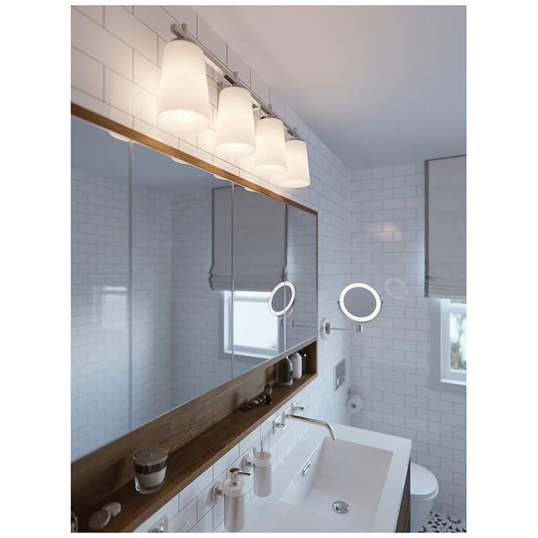 Image 5 AFX Joanna 32 1/4" Satin Nickel White Glass Modern 4-Light Bath Light more views