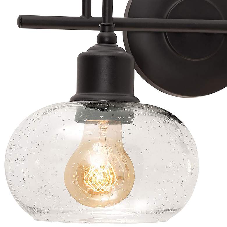 Image 3 AFX Laney 15 1/4" Black and Seeded Glass Bath Light more views