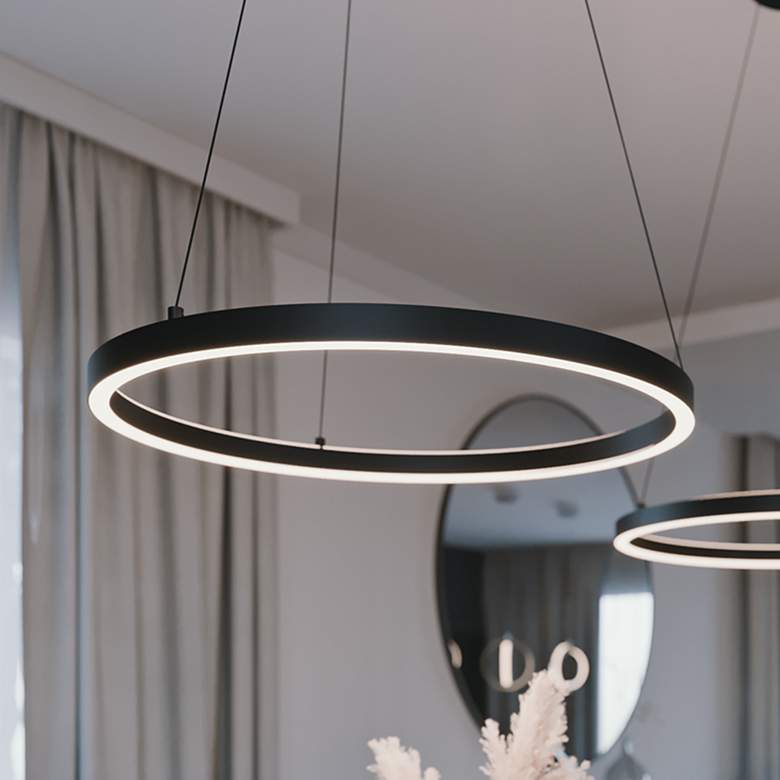 Image 1 AFX Lighting Glo 36" Wide Black LED Modern Ring Pendant Light