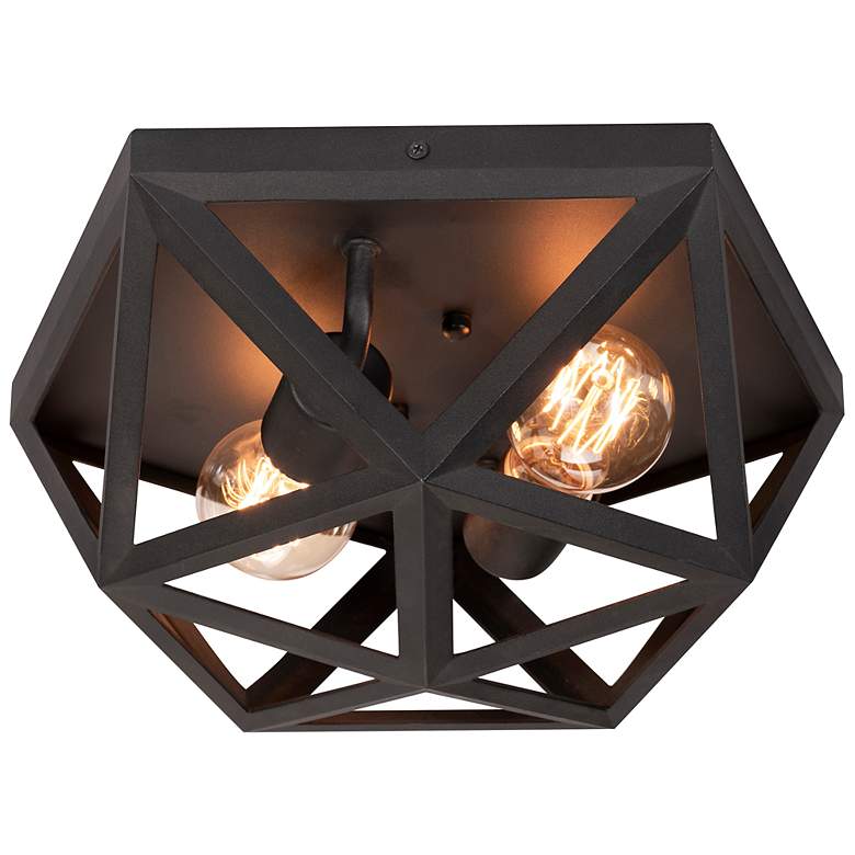 Image 2 AFX Lighting Kai 12 1/4" Wide Modern Black Metal 2-Light Ceiling Light
