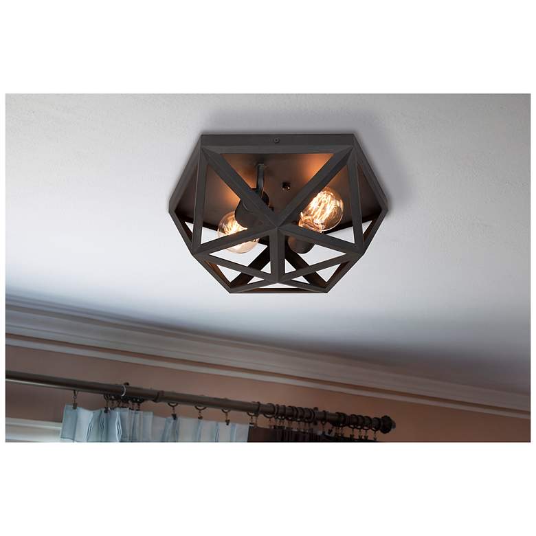 Image 3 AFX Lighting Kai 12 1/4" Wide Modern Black Metal 2-Light Ceiling Light more views