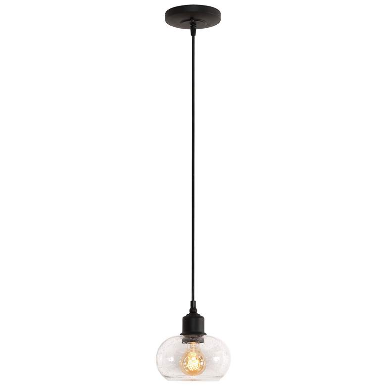 Image 3 AFX Lighting Laney 6 1/2" Wide Black and Seeded Glass Pendant more views