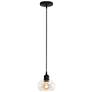 3_AFX Lighting Laney 6 1/2" Wide Black and Seeded Glass Pendant more views
