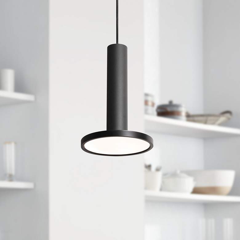 Image 1 AFX Lighting Luna 8" Wide Black Modern LED Mini Pendant Light