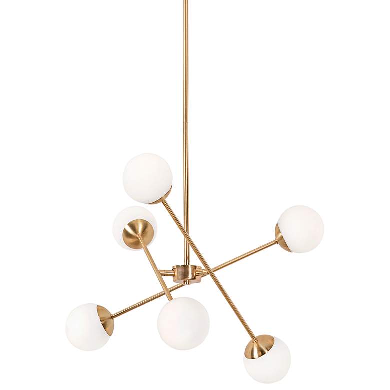 Image 2 AFX Lighting Pearl 24" Wide Satin Brass 6-Light LED Sputnik Pendant