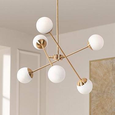 AFX Lighting Pearl 24" Wide Satin Brass 6-Light LED Sputnik Pendant