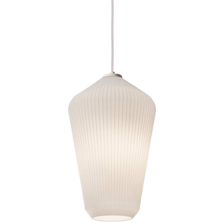 Image 2 AFX Lola 11" Wide Modern Frosted White Ribbed Glass Mini Pendant