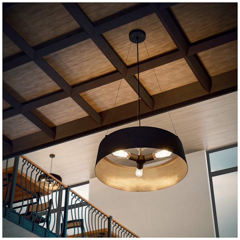 Image 2 AFX Lyric 21.65" Wide Gold Pendant Light with Black Shade more views