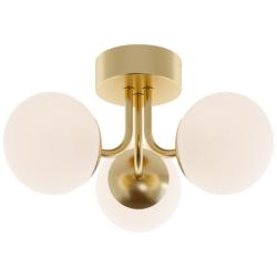 AFX Metropolitan 15&quot; Wide Brass 3-Light LED Orb Lights Ceiling Fixture