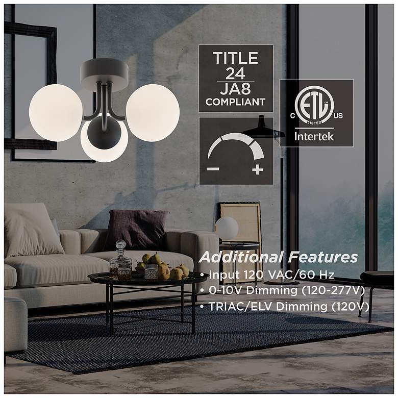 Image 3 AFX Metropolitan 15" Wide Brass 3-Light LED Orb Lights Ceiling Fixture more views