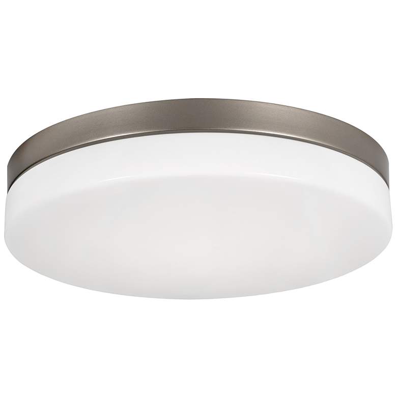 Image 1 AFX Oscar 11" Wide Modern Satin Nickel and White Flush Mount
