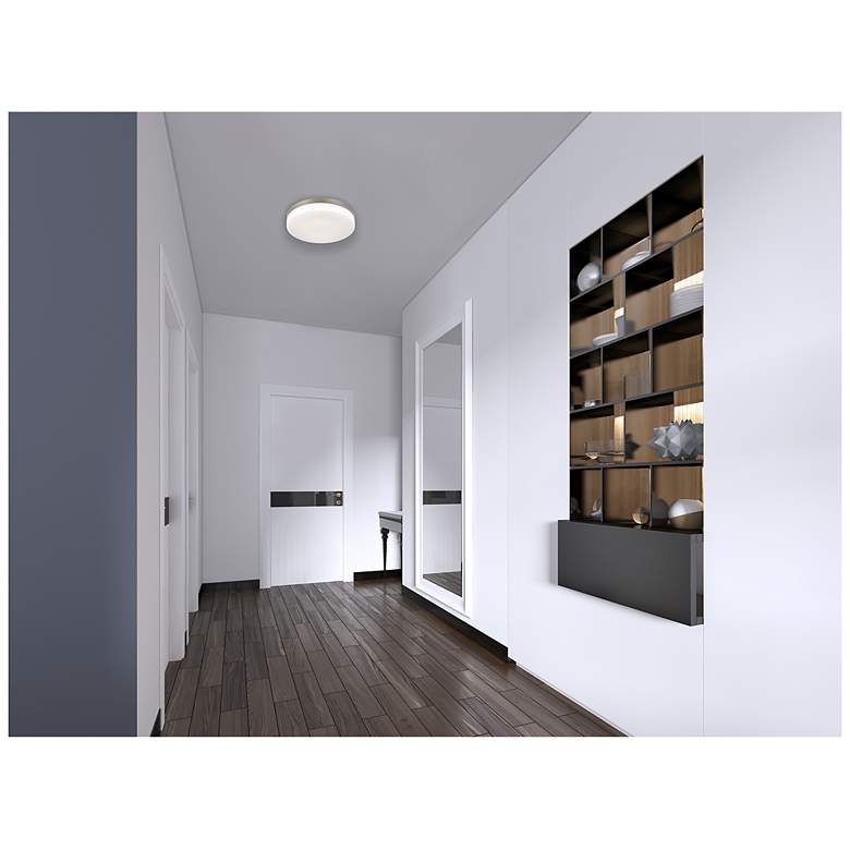 Image 2 AFX Oscar 11" Wide Modern Satin Nickel and White Flush Mount more views