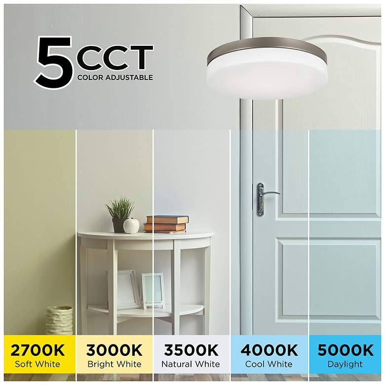 Image 3 AFX Oscar 11" Wide Modern Satin Nickel and White Flush Mount more views