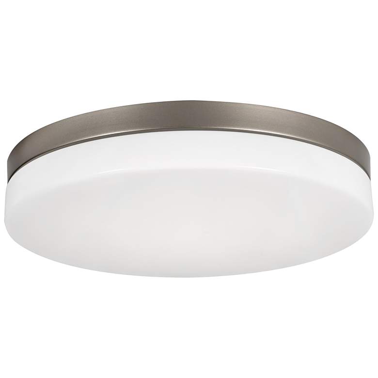 Image 1 AFX Oscar 14" Wide Satin Nickel and White Dome Glass Flush Mount