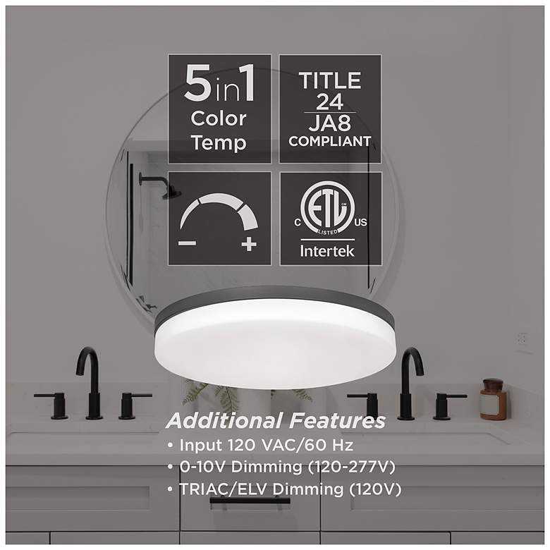 Image 4 AFX Oscar 14" Wide Satin Nickel and White Dome Glass Flush Mount more views