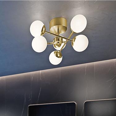 AFX Pearl 15 3/4" Wide Satin Brass 6-Light Modern LED Ceiling Light