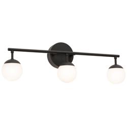 AFX Pearl 24&quot; Wide 3-Light Black Finish White Globe LED Vanity Light