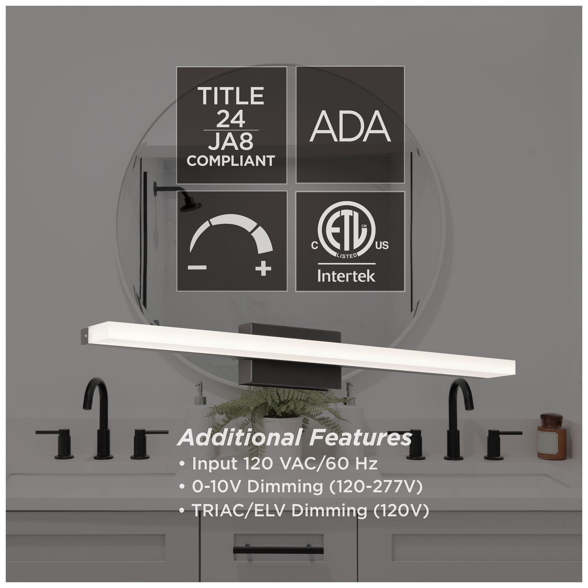 AFX Ramona 24" Wide Satin Nickel Modern Linear LED Bath Light