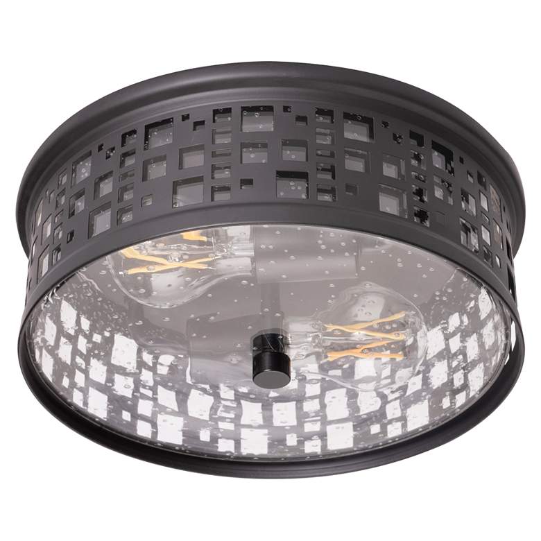 Image 1 AFX Roscoe 11 inch Wide Black Ceiling Light with Clear Seeded Glass