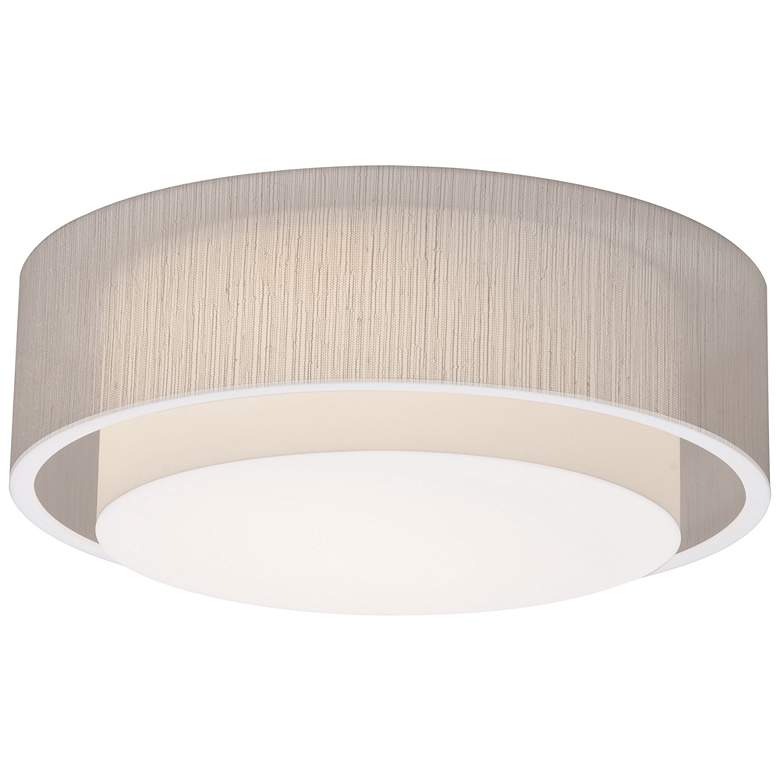 Image 1 AFX Sanibel 16" Wide White with Jute Shade LED Drum Ceiling Light