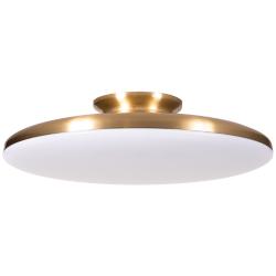 AFX Skye 15&quot; Wide Round Satin Brass Metal LED Ceiling Light