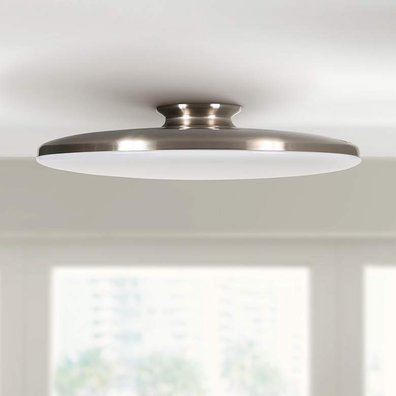 Image 1 AFX Skye 19" Wide Round Satin Nickel Metal Modern LED Ceiling Light