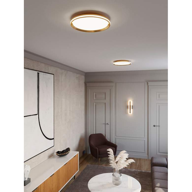 Image 3 AFX Sona 12" Wide Satin Brass and White Diffuser LED Ceiling Light more views
