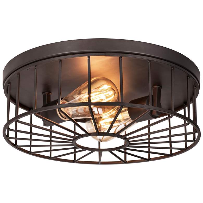 Image 1 AFX Theo 13.8" Wide Black Ceiling Light with Clear Glass