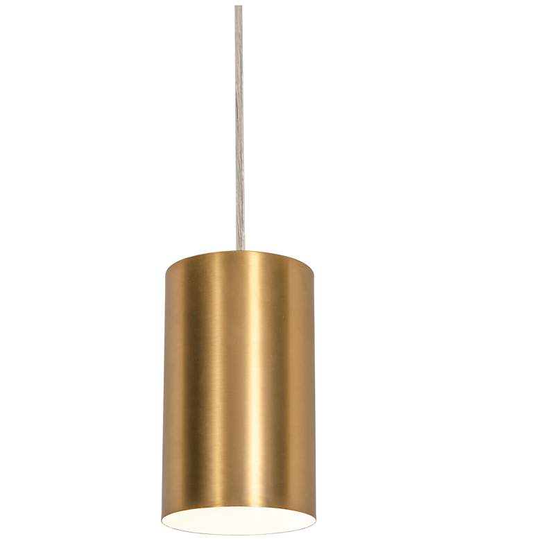 Image 1 AFX Tyke 4 inch Wide Luxe Modern Satin Brass Mini Pendant