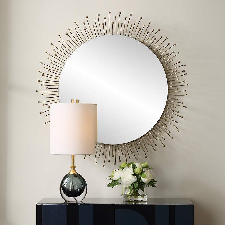 Image 1 Aga Plated Gold 31" Round Mirror