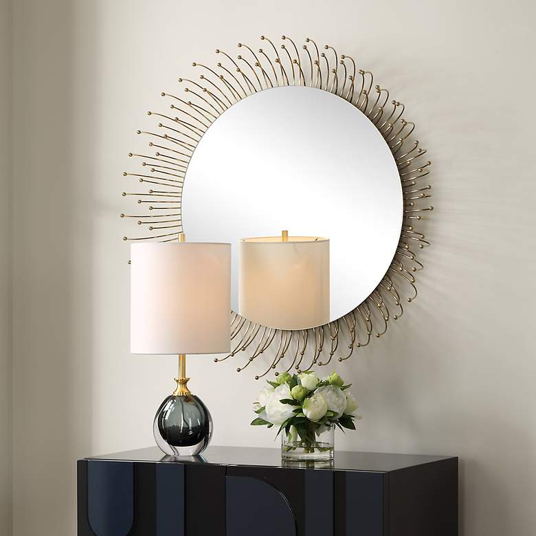 Image 3 Aga Plated Gold 31" Round Mirror more views