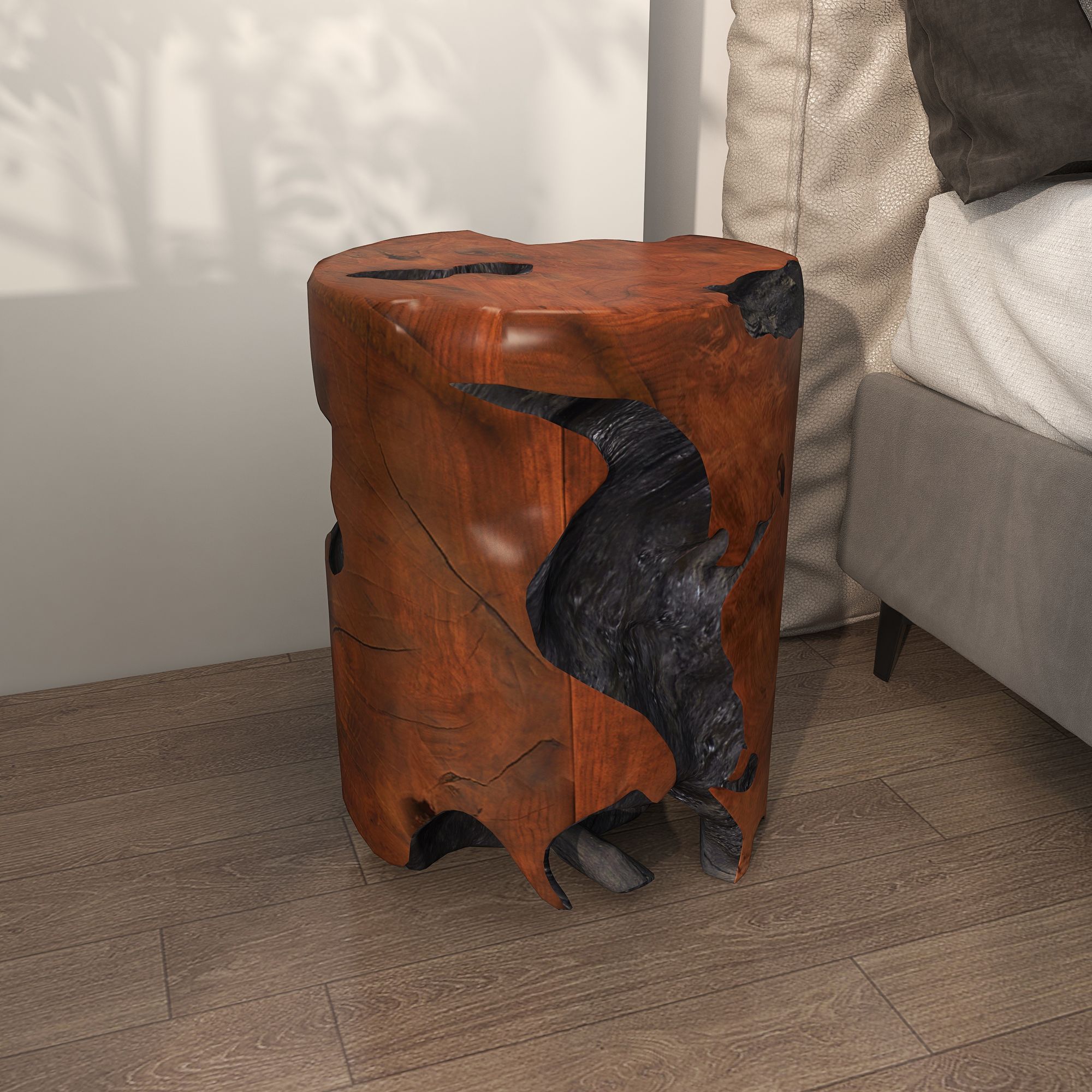 Image 6 Agape 14" Wide Brown Black Wood Live Edge Stump Accent Table more views