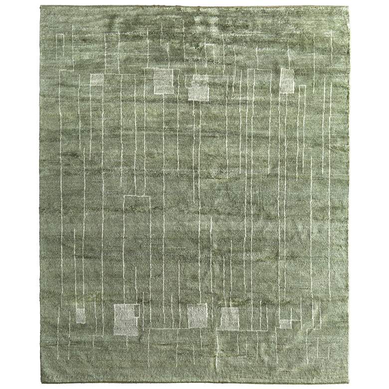 Image 1 Agape Modern Abstract Hand Knotted Green Area Rug 69HBF