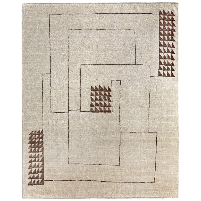 Image 1 Agape Modern Abstract Hand Knotted Ivory Area Rug 69H7F