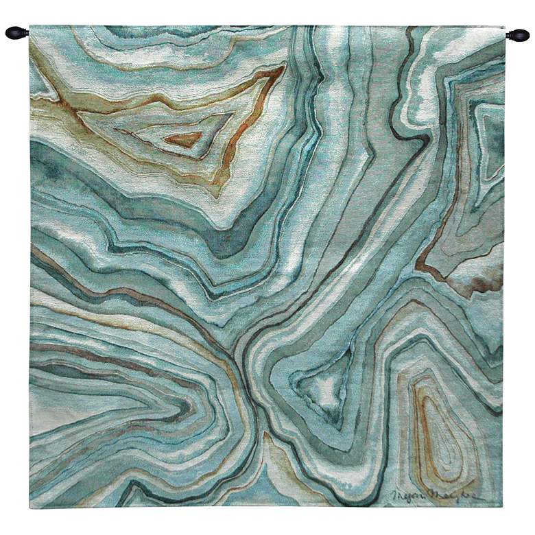 Image 1 Agate Abstract II 30 inch Square Blue Textile Wall Tapestry