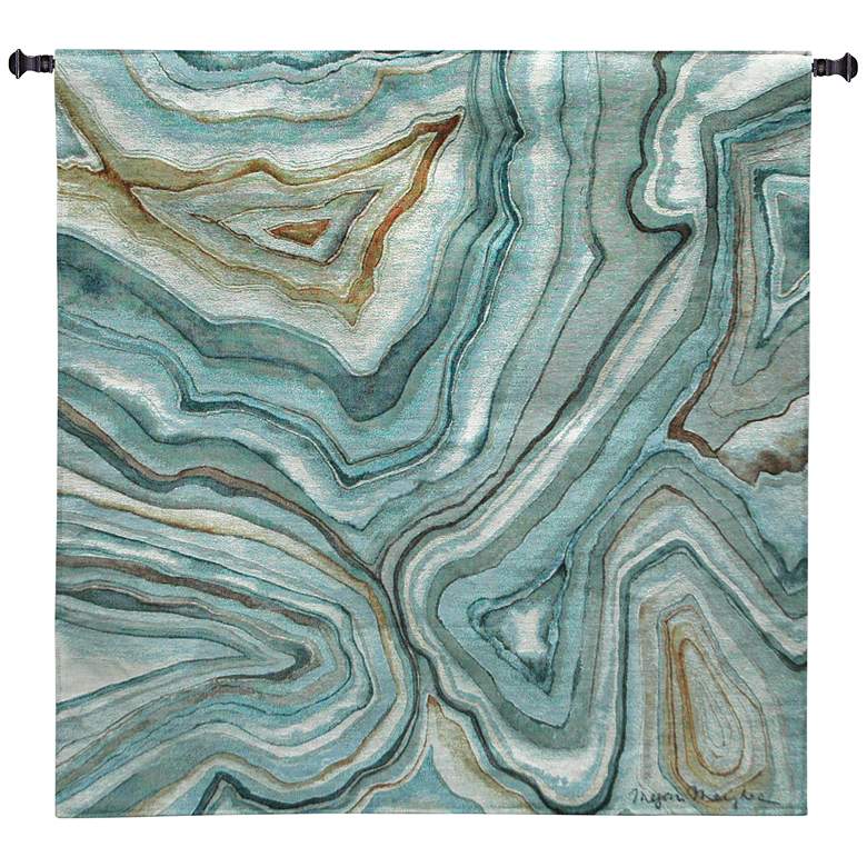 Image 1 Agate Abstract II 45 inch Square Blue Textile Wall Tapestry