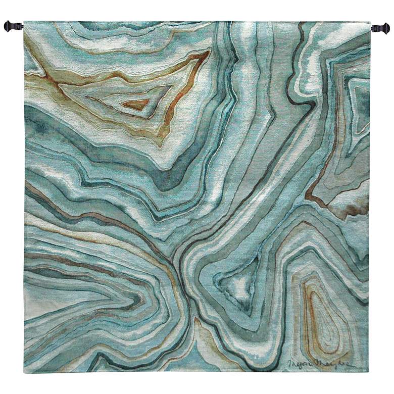 Image 1 Agate Abstract II 53 inch Square Blue Textile Wall Tapestry