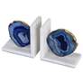Agate Blue &#38; White Bookends
