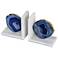 Agate Blue & White Bookends