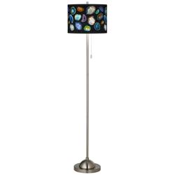 Agates and Gems II Brushed Nickel Pull Chain Floor Lamp