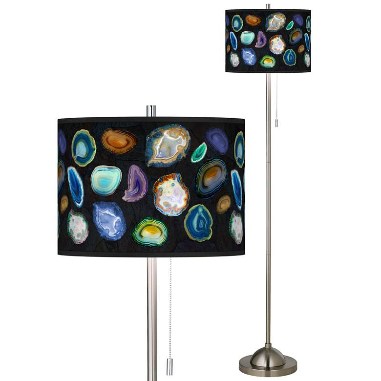 Image 1 Agates and Gems II Brushed Nickel Pull Chain Floor Lamp