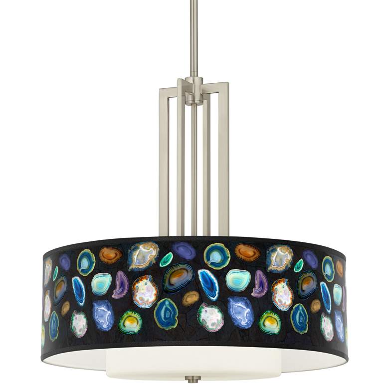 Image 1 Agates and Gems II Carey 24 inch Brushed Nickel 4-Light Chandelier
