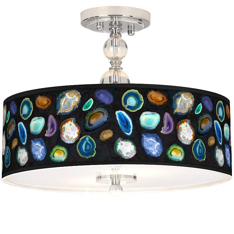 Image 1 Agates and Gems II Giclee 16" Wide Semi-Flush Ceiling Light