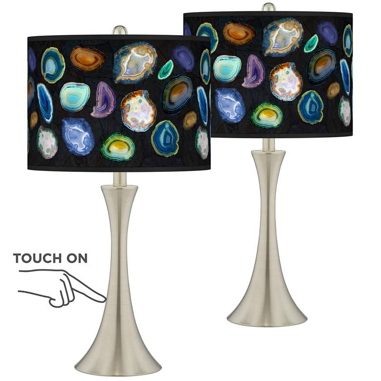 Image 1 Agates and Gems II Trish Nickel Touch Table Lamps Set of 2