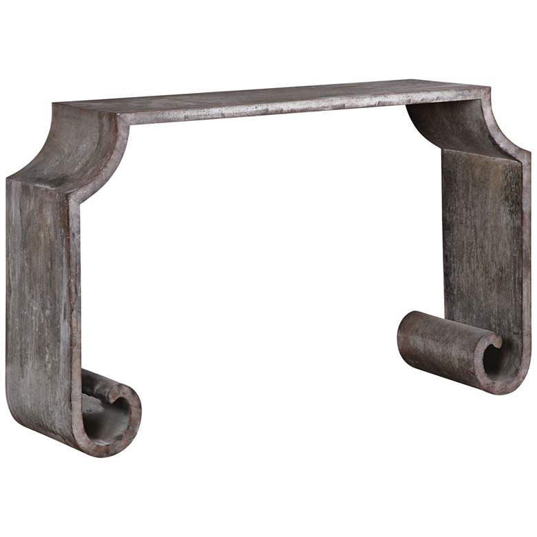 Image 2 Agathon 54 inch Wide Acid-Washed Zinc Scroll Console Table