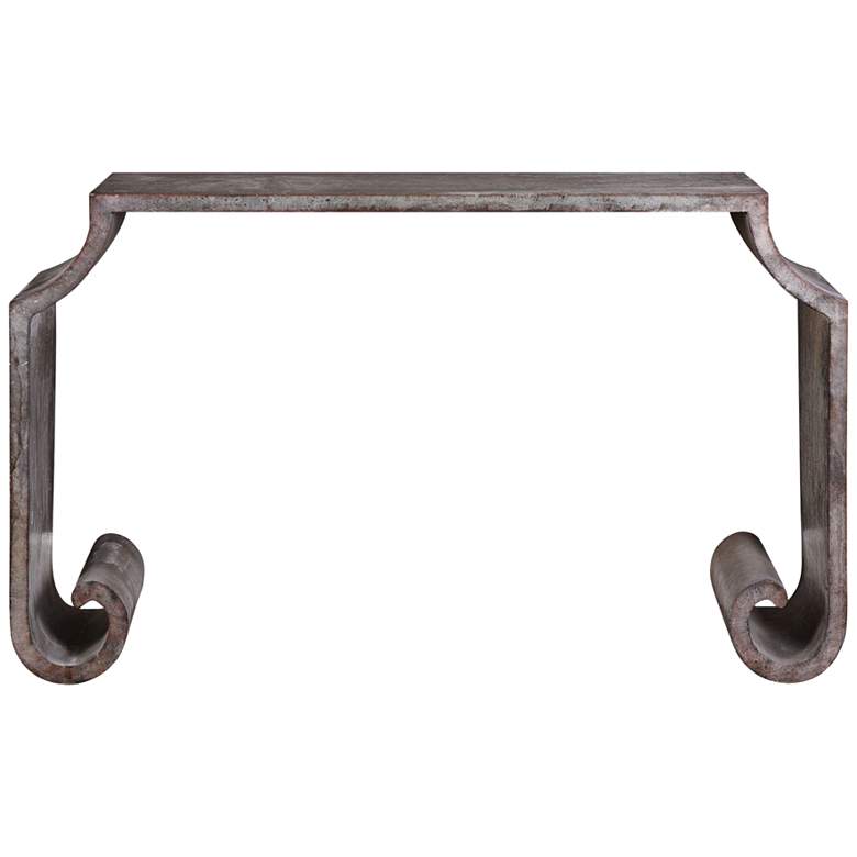 Image 3 Agathon 54" Wide Acid-Washed Zinc Scroll Console Table more views