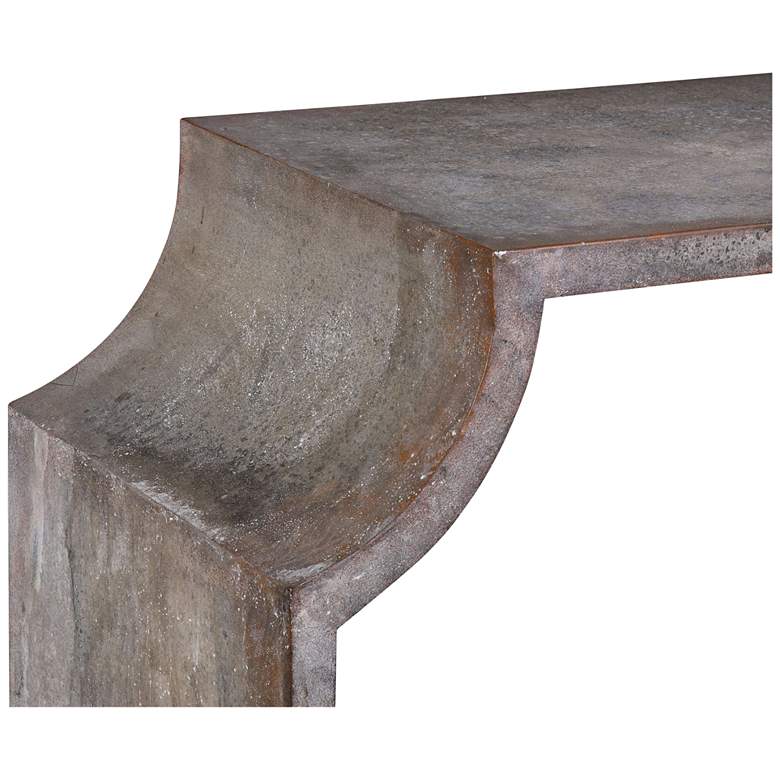 Image 4 Agathon 54" Wide Acid-Washed Zinc Scroll Console Table more views