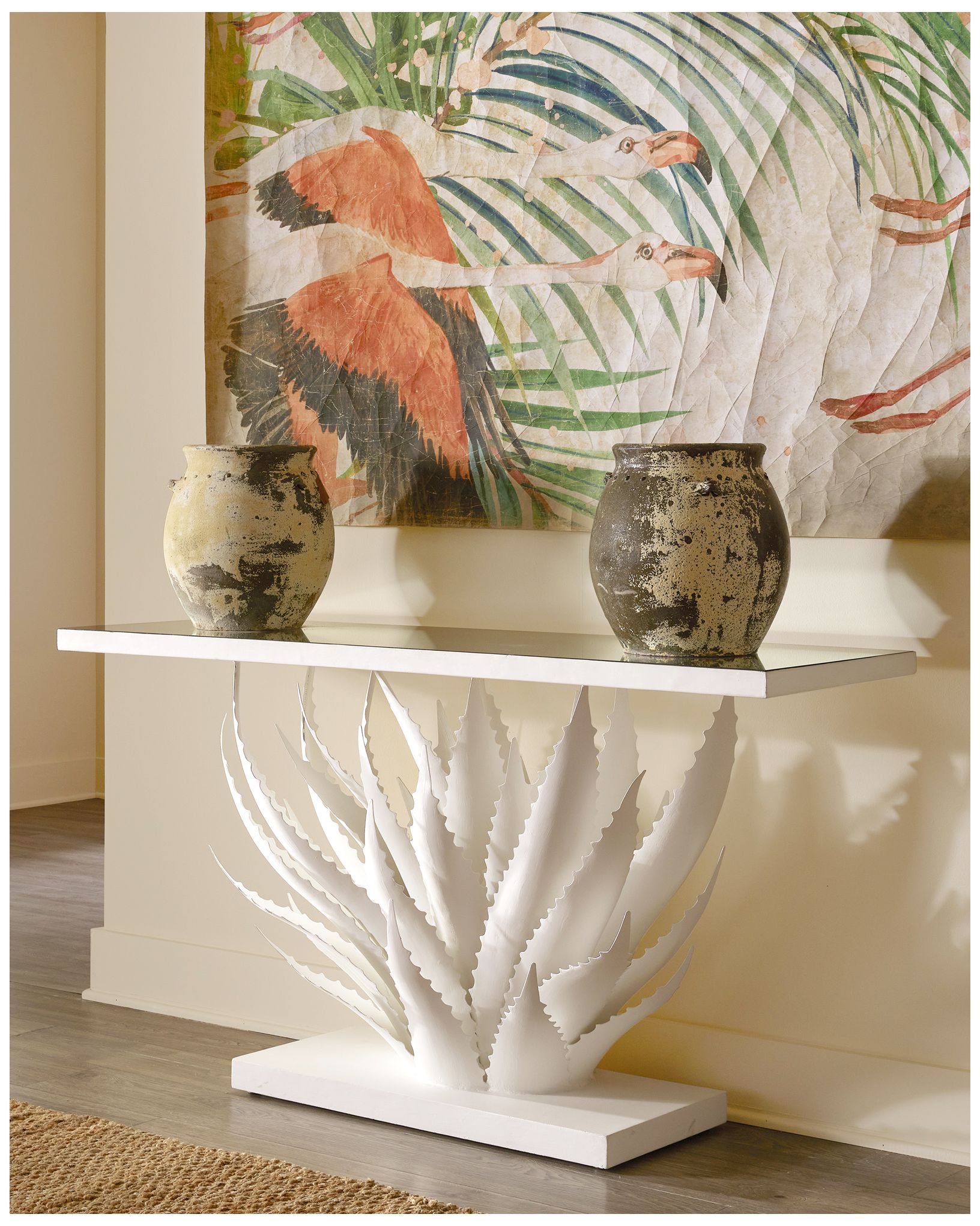 Agave White Console Table